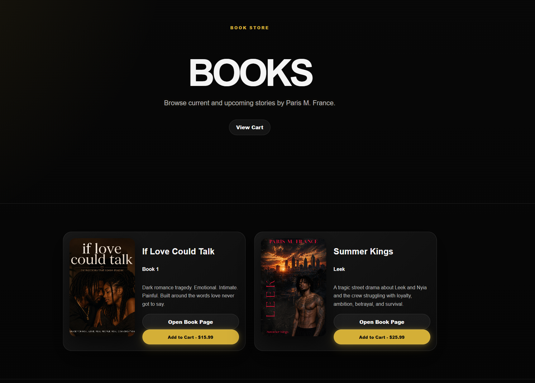 Bookstore ecommerce interface
